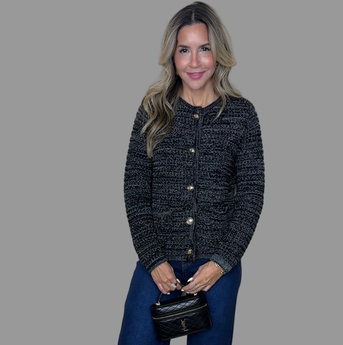 B & W Tweed Cardigan