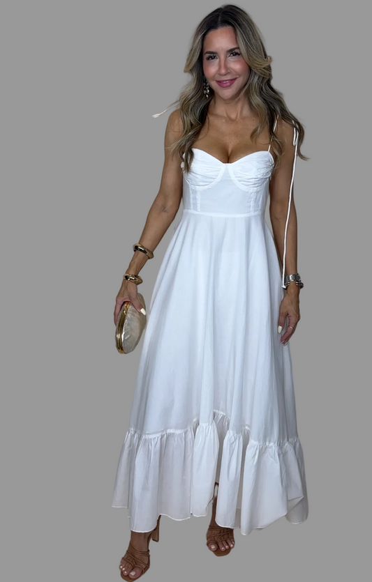 White Tie Strap Maxi Dress