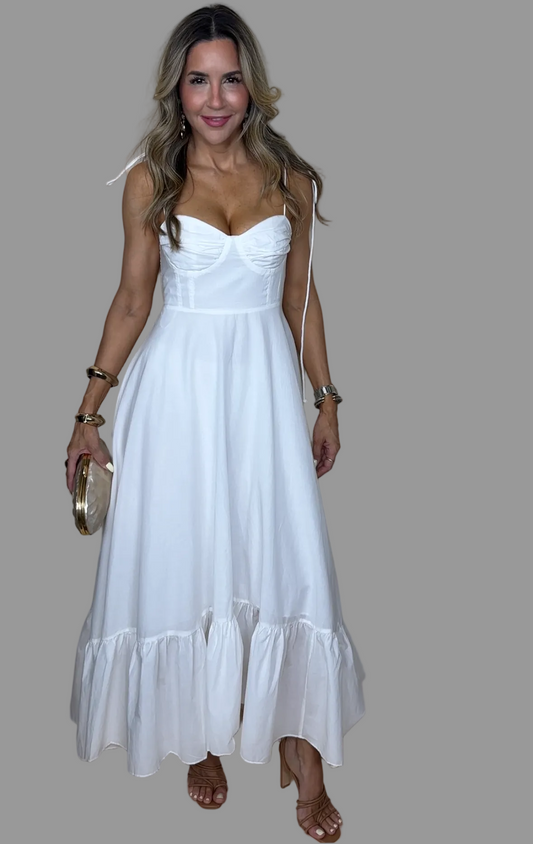 White Tie Strap Maxi Dress