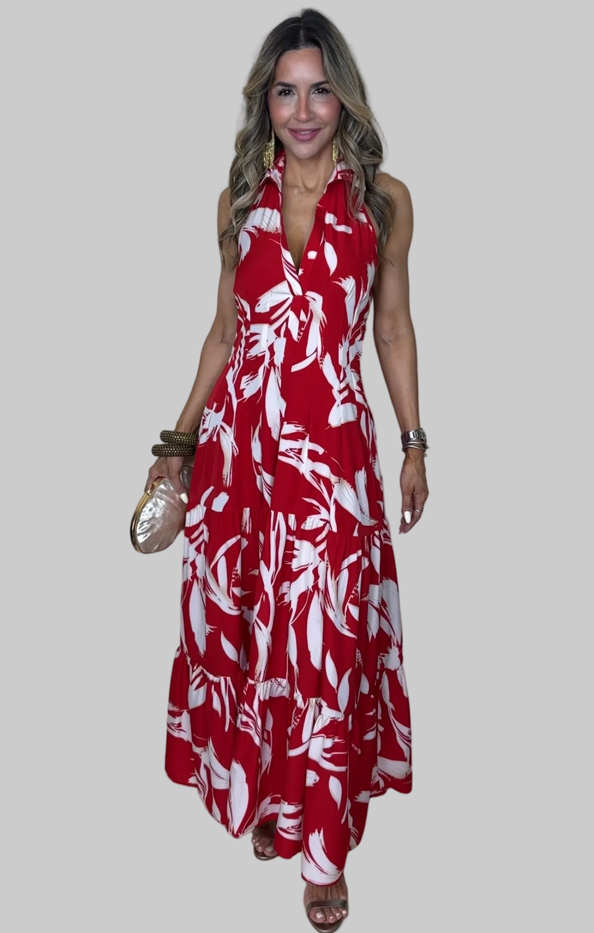 Red Print Maxi Dress