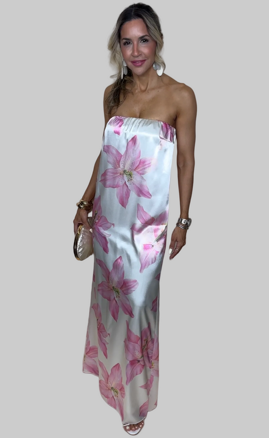 Pink Orchids Maxi Dress