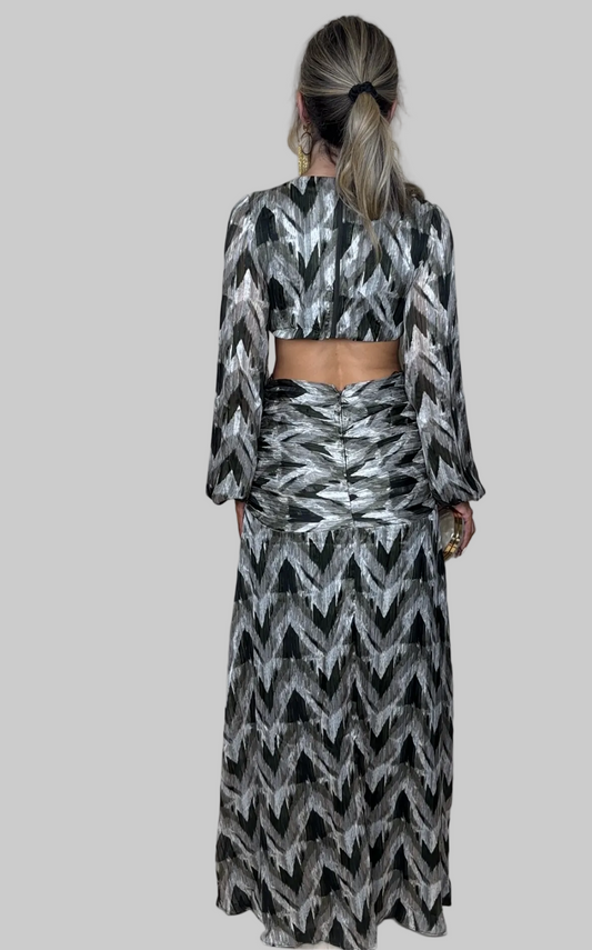 Olive Print Cut Out Dress