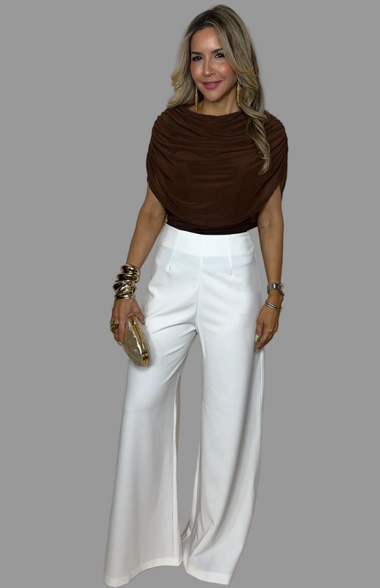 Brown Mesh cape Top