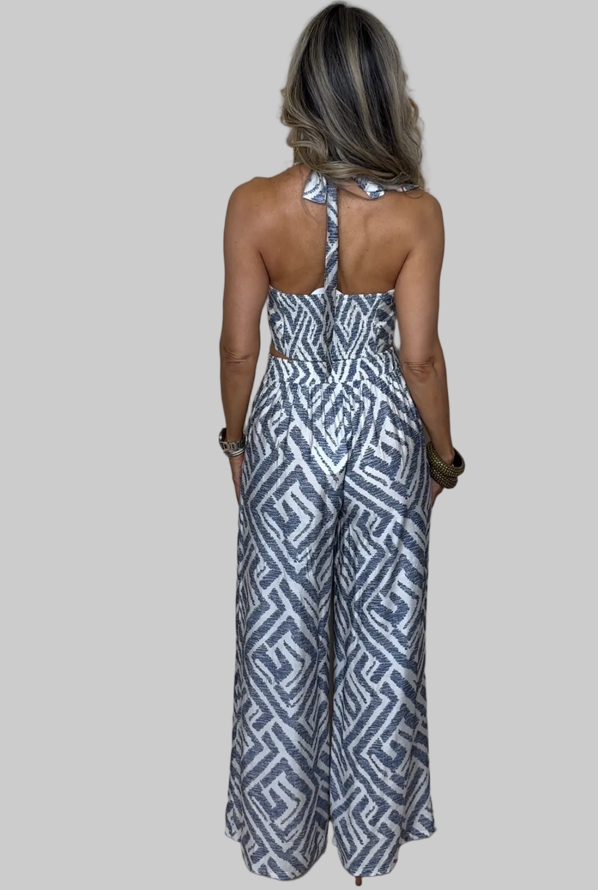 Blue Print Vest Top Set