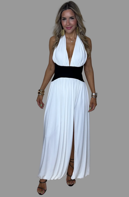 B & W Halter Dress