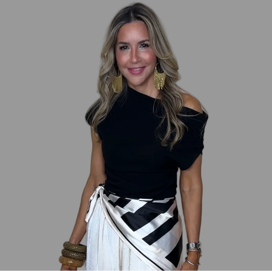 Black Asymmetric Pleated Top