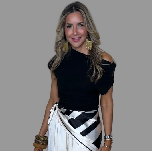 Black Asymmetric Pleated Top