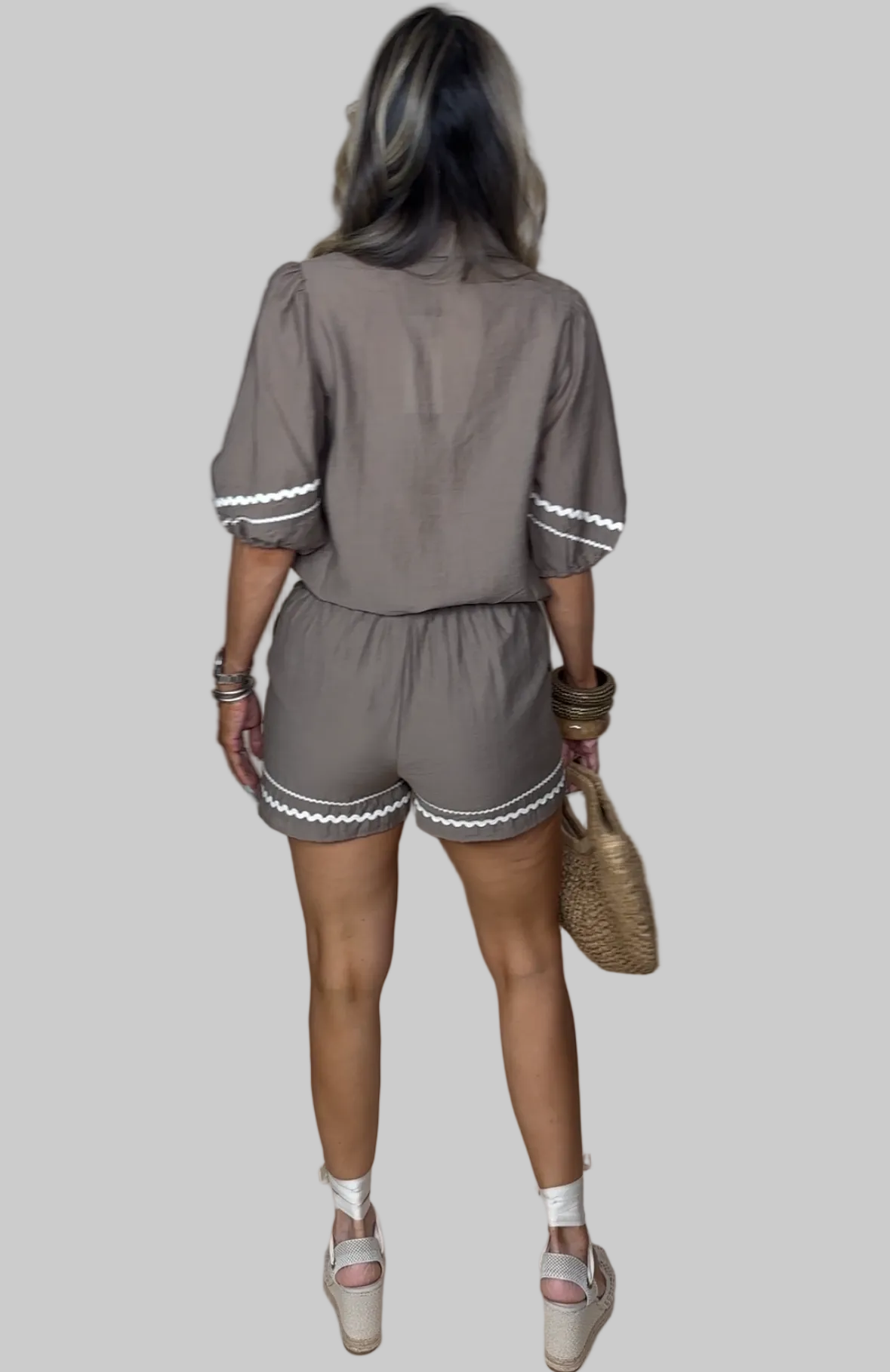 Linen Blend Shorts Set