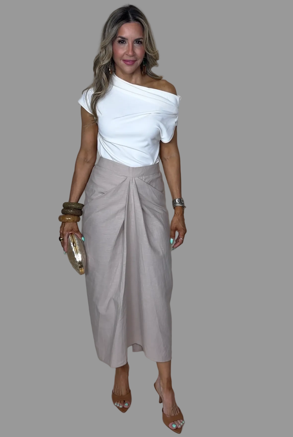 Linen Blend Maxi Skirt