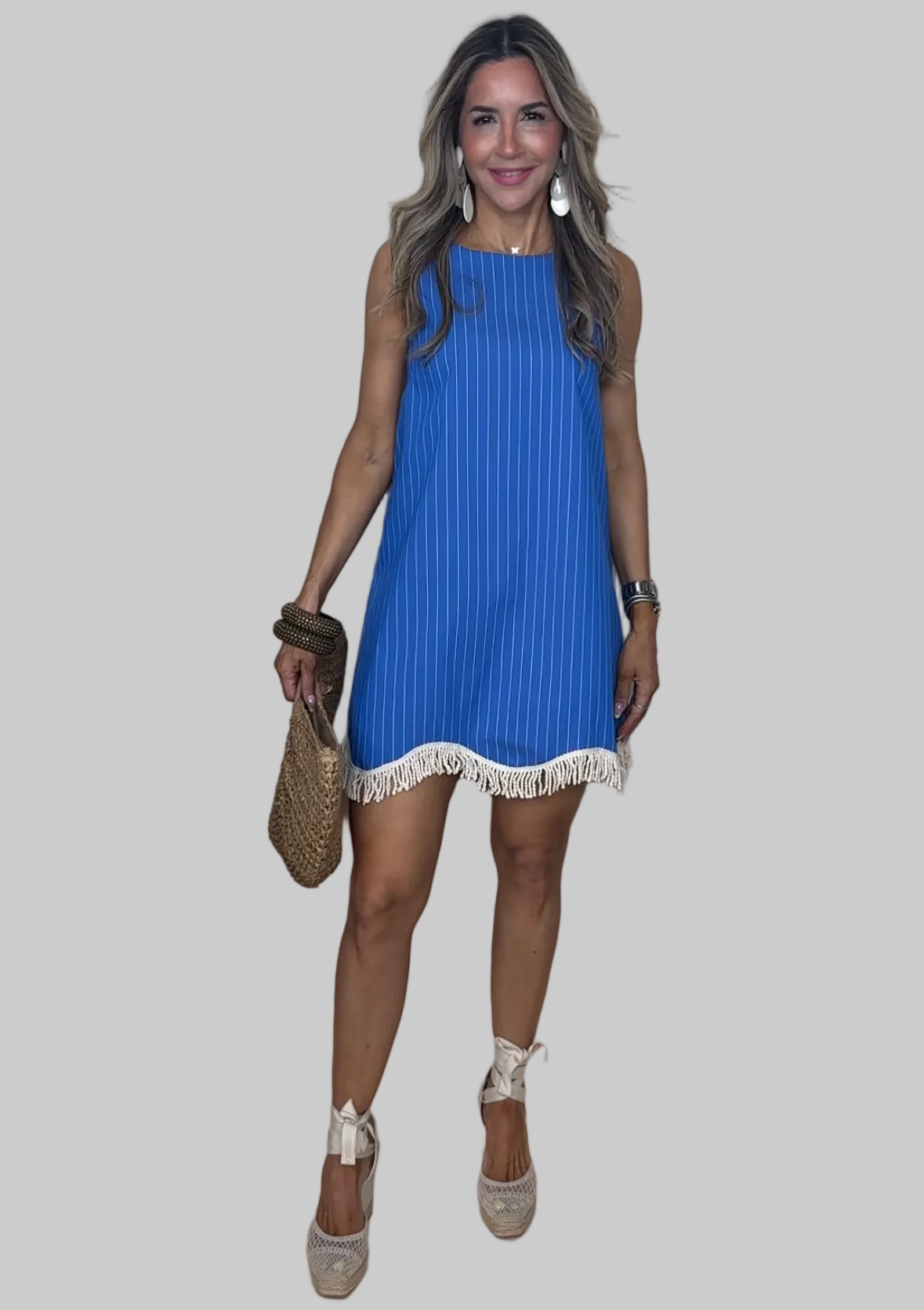 Fringe Stripes Mini Dress