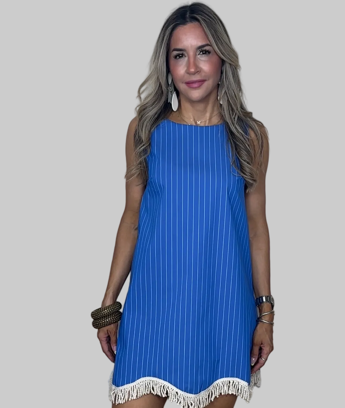 Fringe Stripes Mini Dress