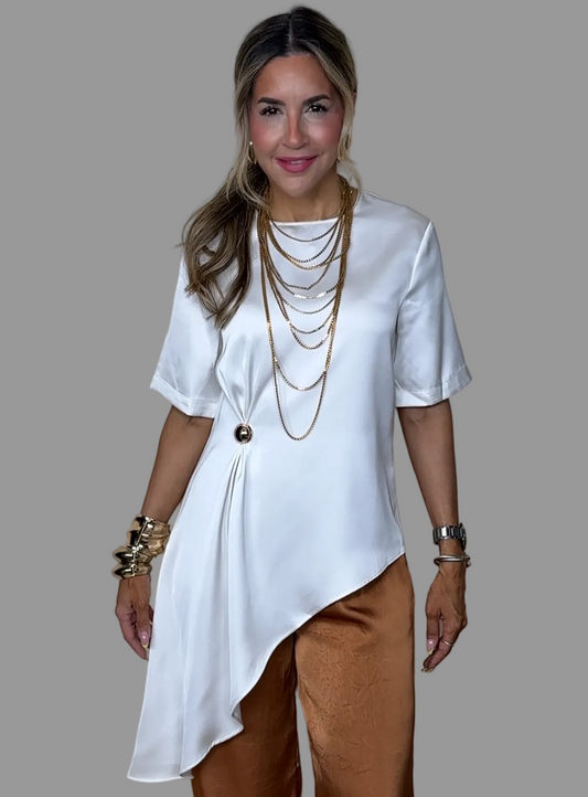 Asymmetric Satin Top