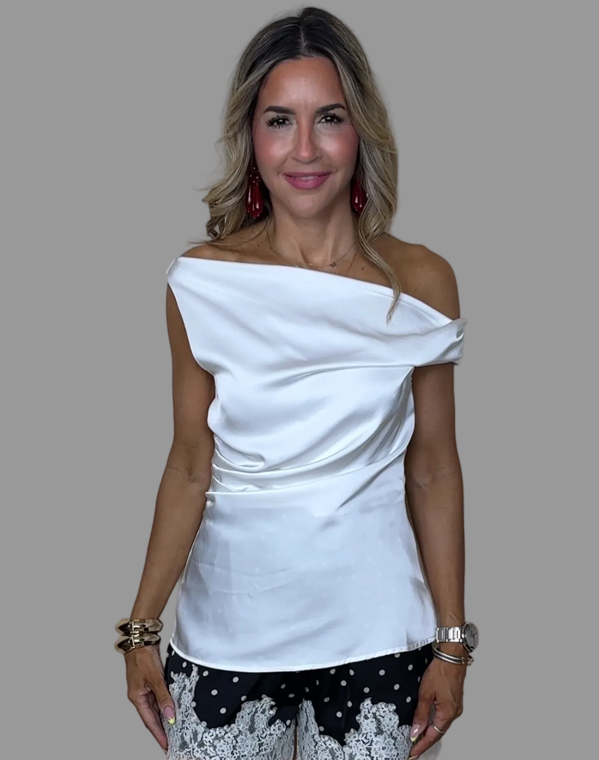Asymmetric Satin Top