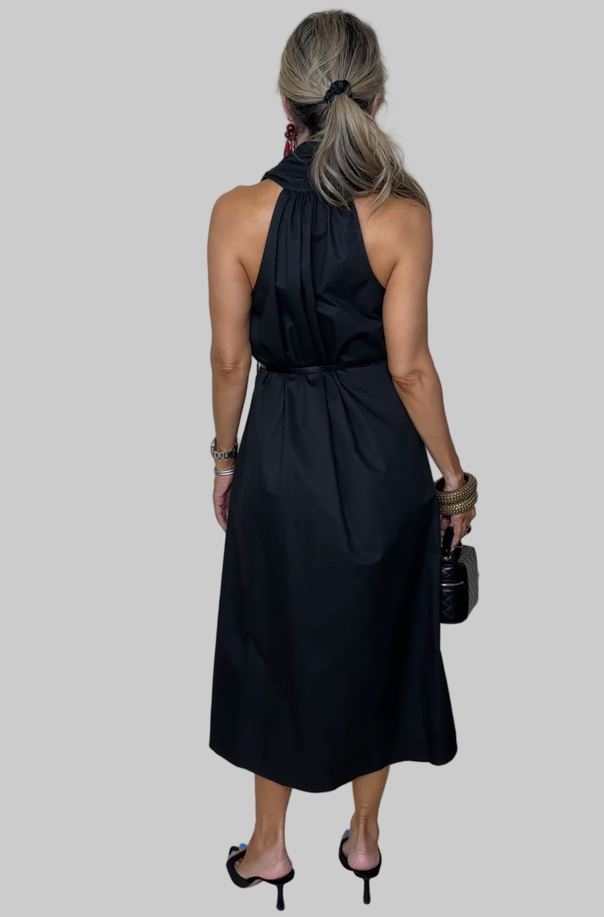 Black Halter Midi Dress