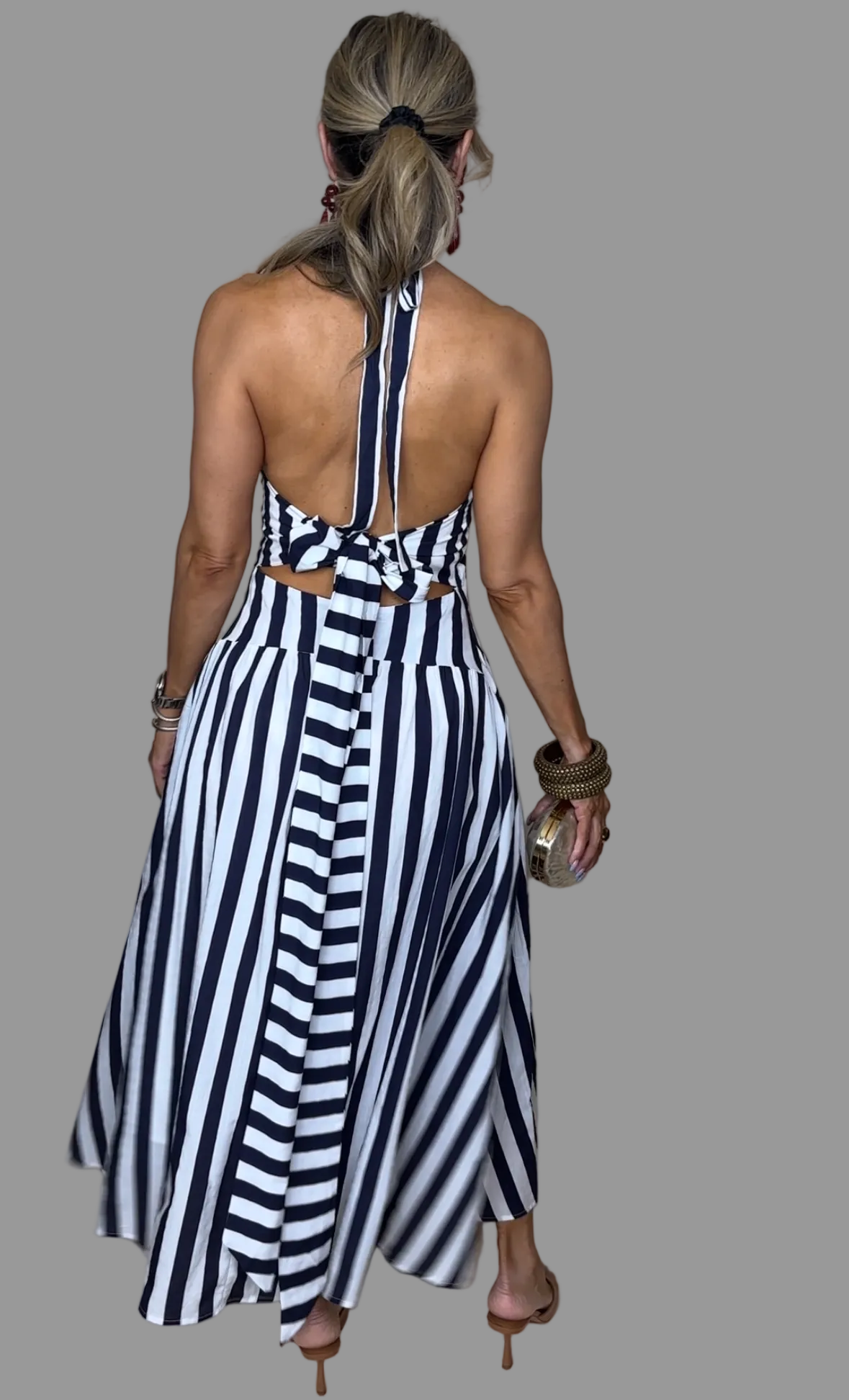Navy Stripes Maxi Dress