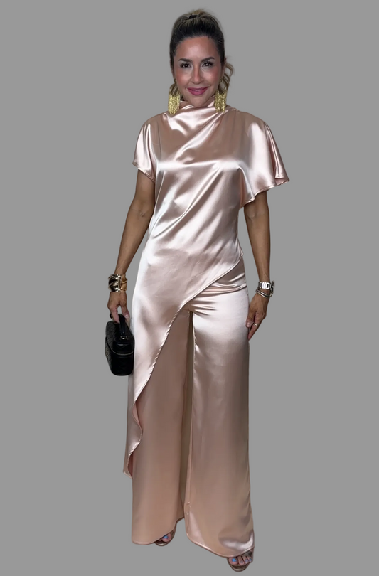 Drape Neck Tunic Set