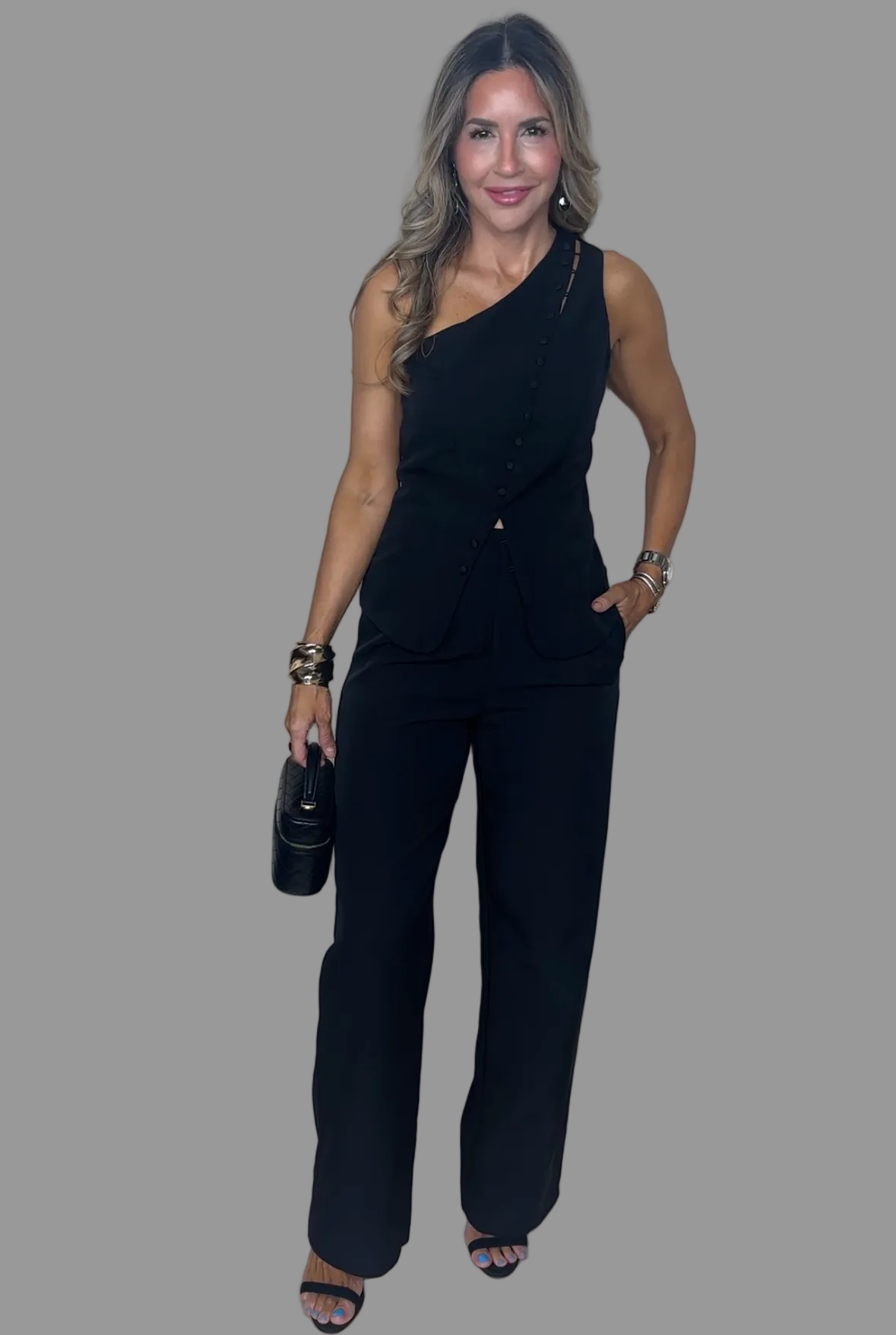 One-shoulder Vest Top Set