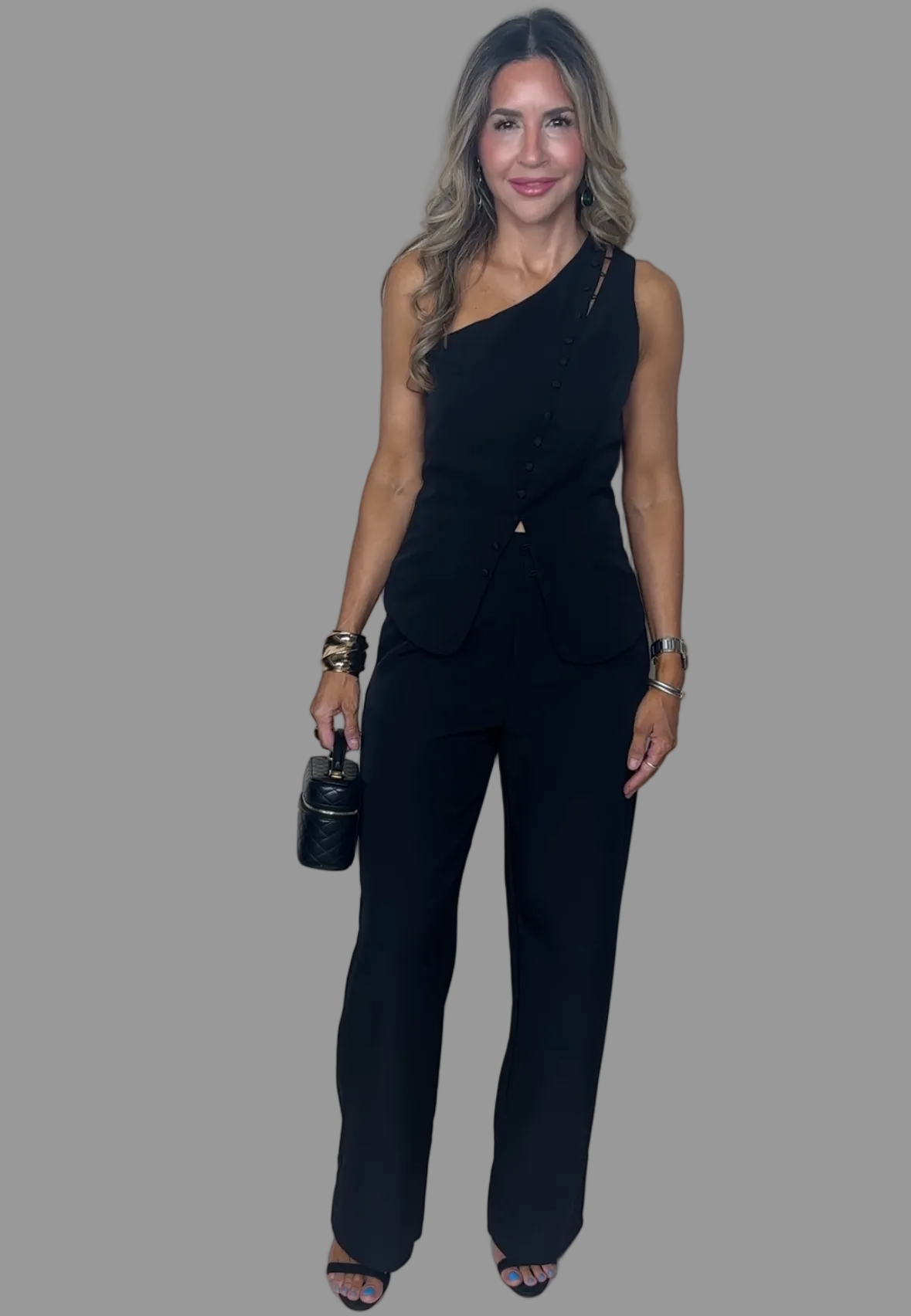 One-shoulder Vest Top Set