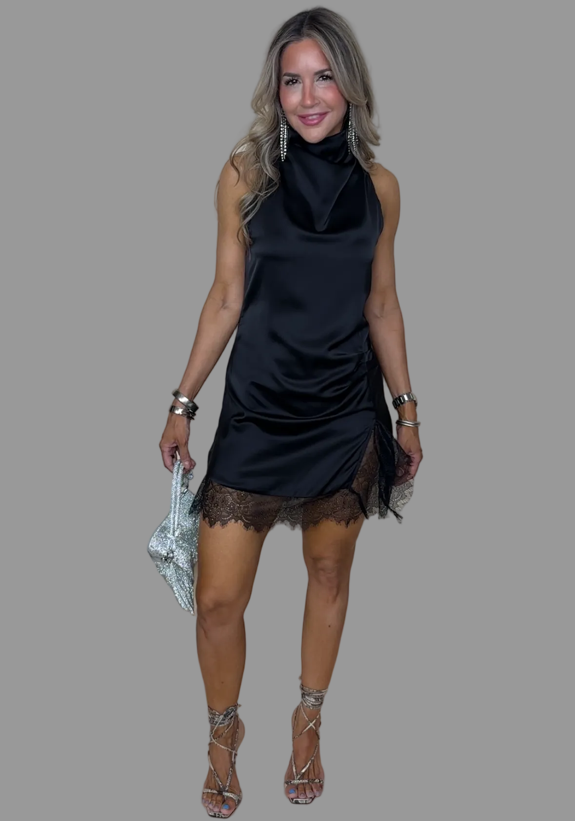 Black Satin Mini Dress