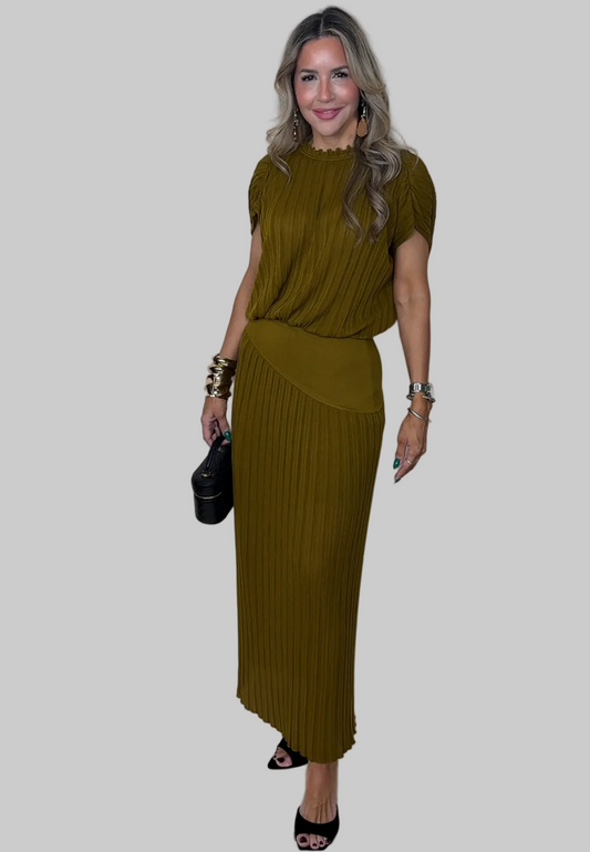 Gold Brown Skirt Set