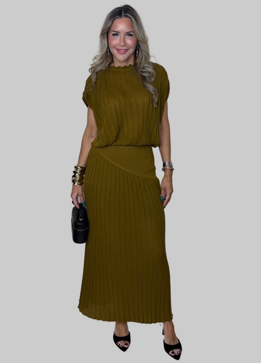 Gold Brown Skirt Set