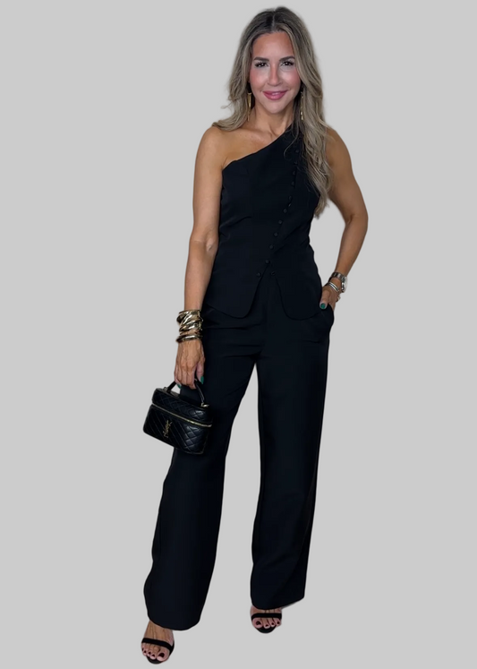 One-shoulder Vest Top Set