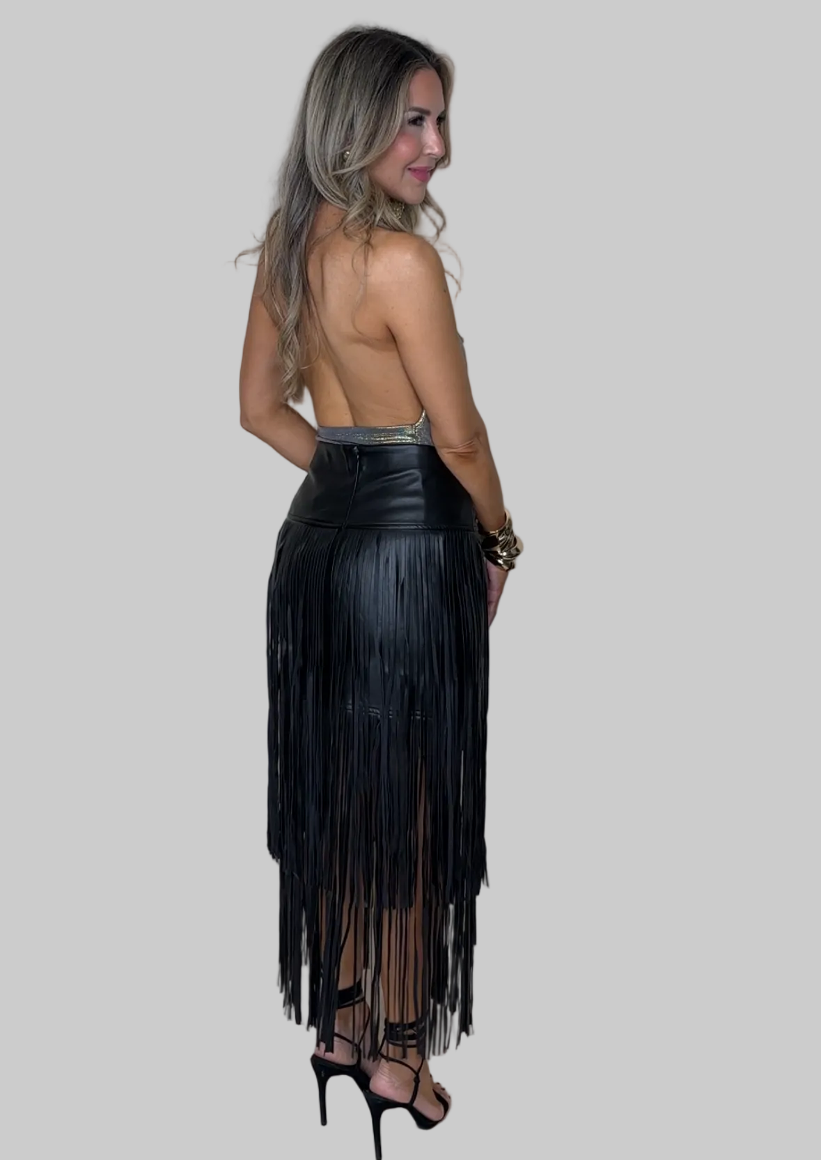 Fringe Leather Skirt