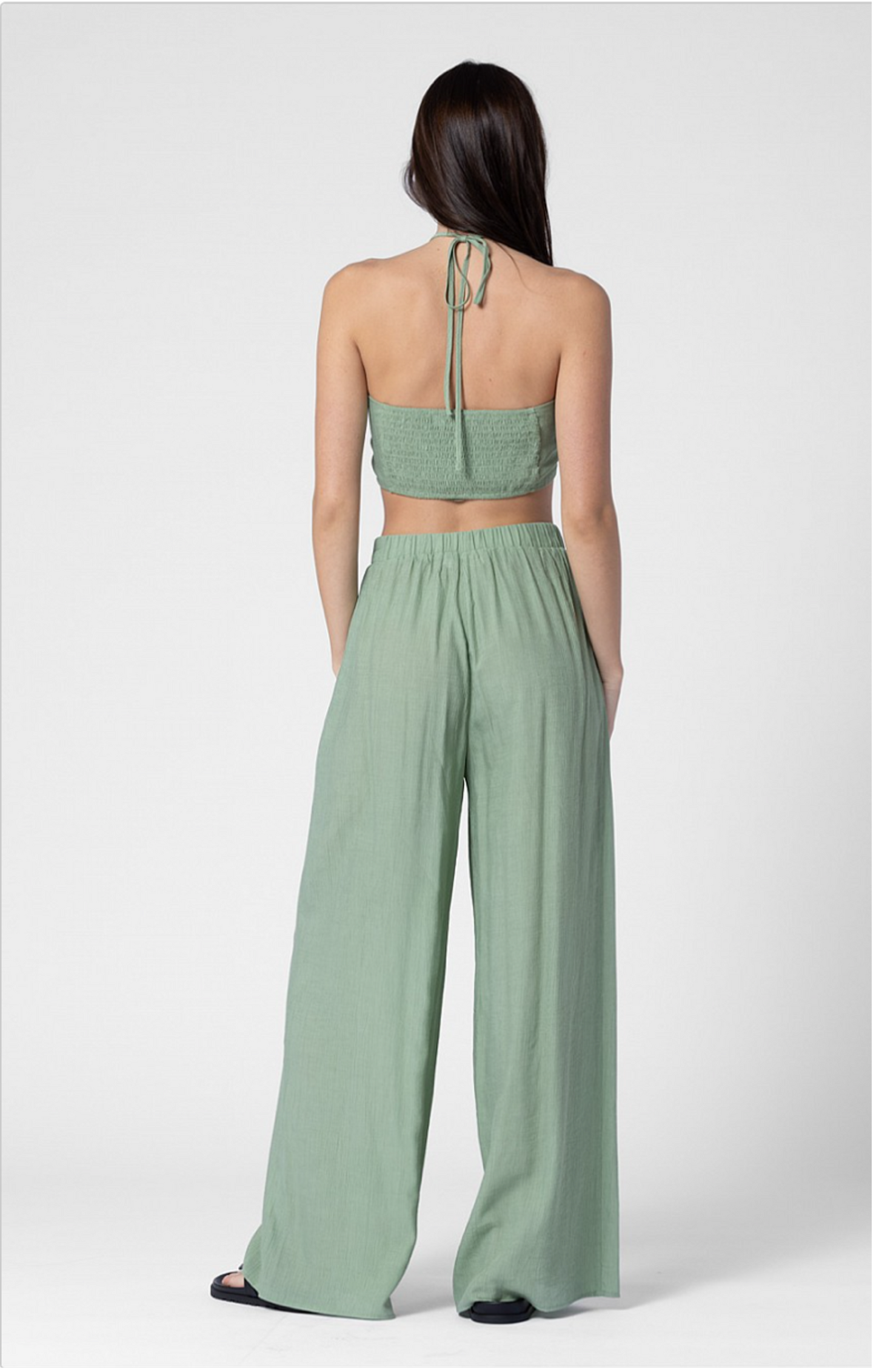 SET PALAZZO Y CROP TOP VERDE / GREEN PALAZZO PANTS AND CROP TOP SET